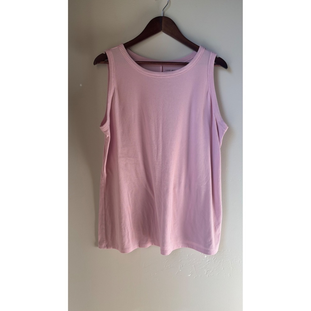Lane Bryant Womens 22/24 Pink Ribbed Tank Top Sleeveless Stretch Plus Size Shirt